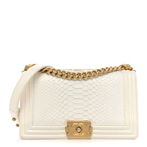 chanel snakeskin medium boy flap white|chanel black handbags.